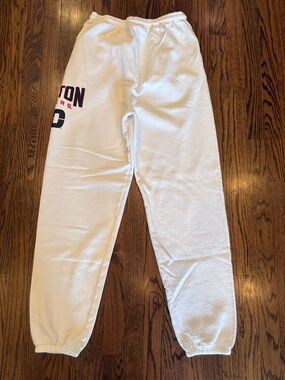 Women’s Champion White Sweatpants with Red & Navy Dayton Logo